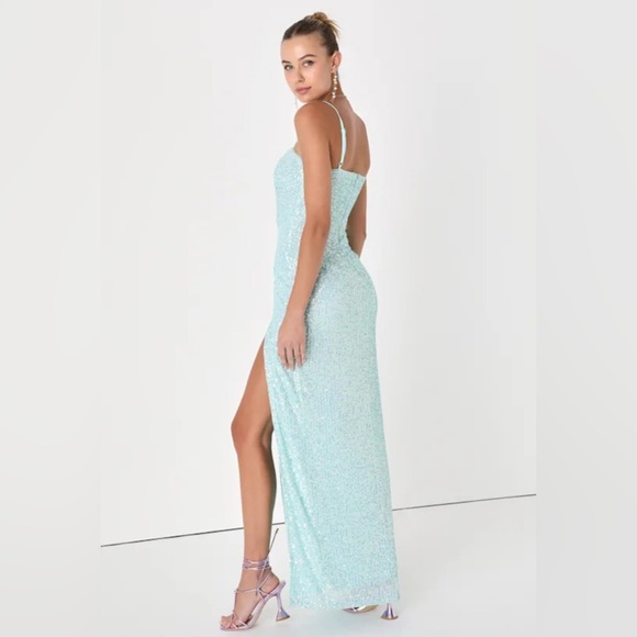 Lulus XL Remarkable Radiance Light Blue Iridescent Sequin Maxi Dress - Picture 11 of 12